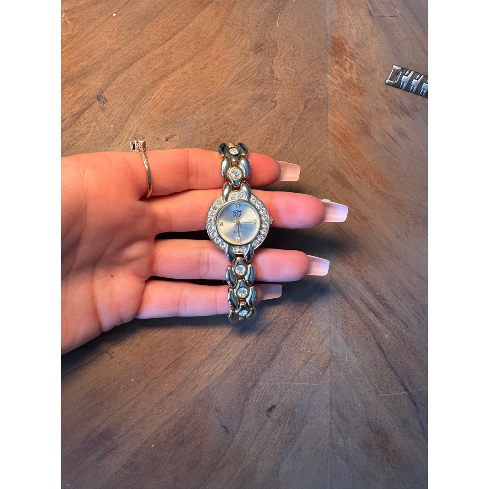 ESQ by Movado Womens Silver Tone Crystal Link Bracelet Watch Japan Movt